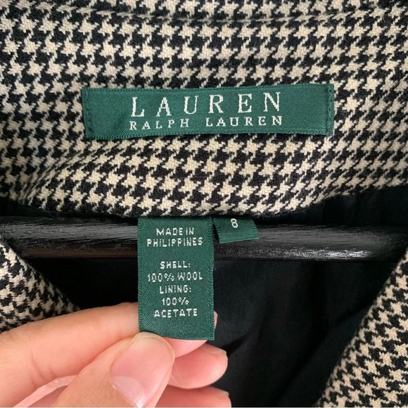 Lauren Ralph Lauren women’s houndstooth wool blazer jacket size 8 Neutral - Picture 10 of 11
